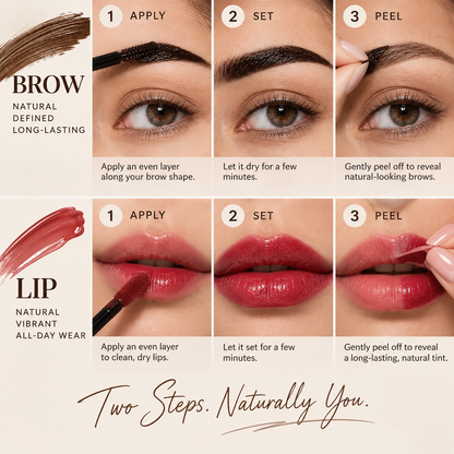 2-in-1 Dual-Ended Peel-Off Brow & Lip Tint Gel — Fluffy Brows & Lasting Lip Color