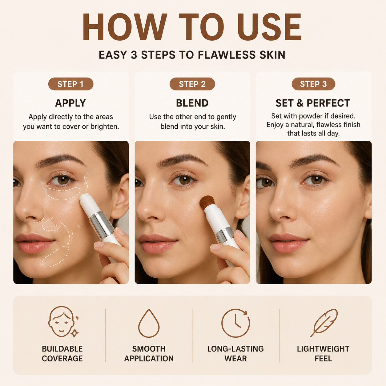 🎉BUY 1 GET 1 FREE🎉Color-Changing Foundation Stick with Collagen Capsules - Dual-Ended with Detachable Brush