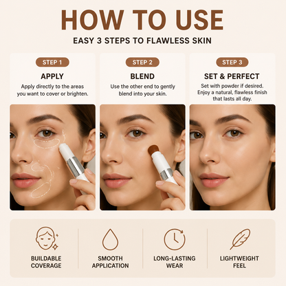 🎉BUY 1 GET 1 FREE🎉Color-Changing Foundation Stick with Collagen Capsules - Dual-Ended with Detachable Brush